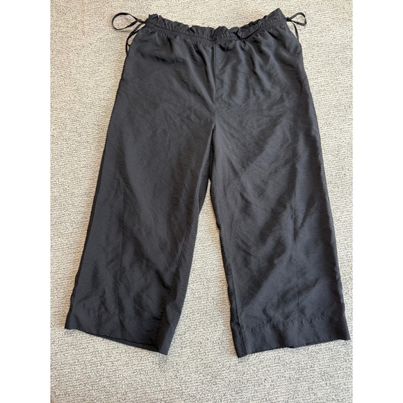 a new day Pants - A New Day Black Wide Leg Cropped Pants Elastic Paperbag Waist XL VN1247024